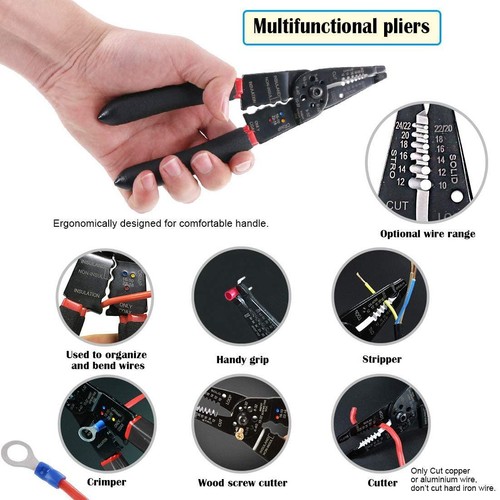 Alicates crimpadores 3 piezas pelacables automotriz barril abierto cableado terminales enchufe - Imagen 10 de 14