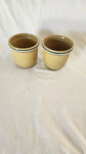 Vintage 1985 Set Of 2 Sampson Pottery Yellow Ware Mugs