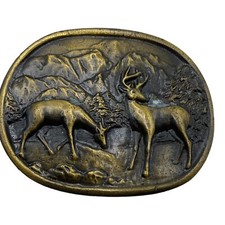 Belt Buckle Enamel Brass Deer Tiffany Studio New York Vtg