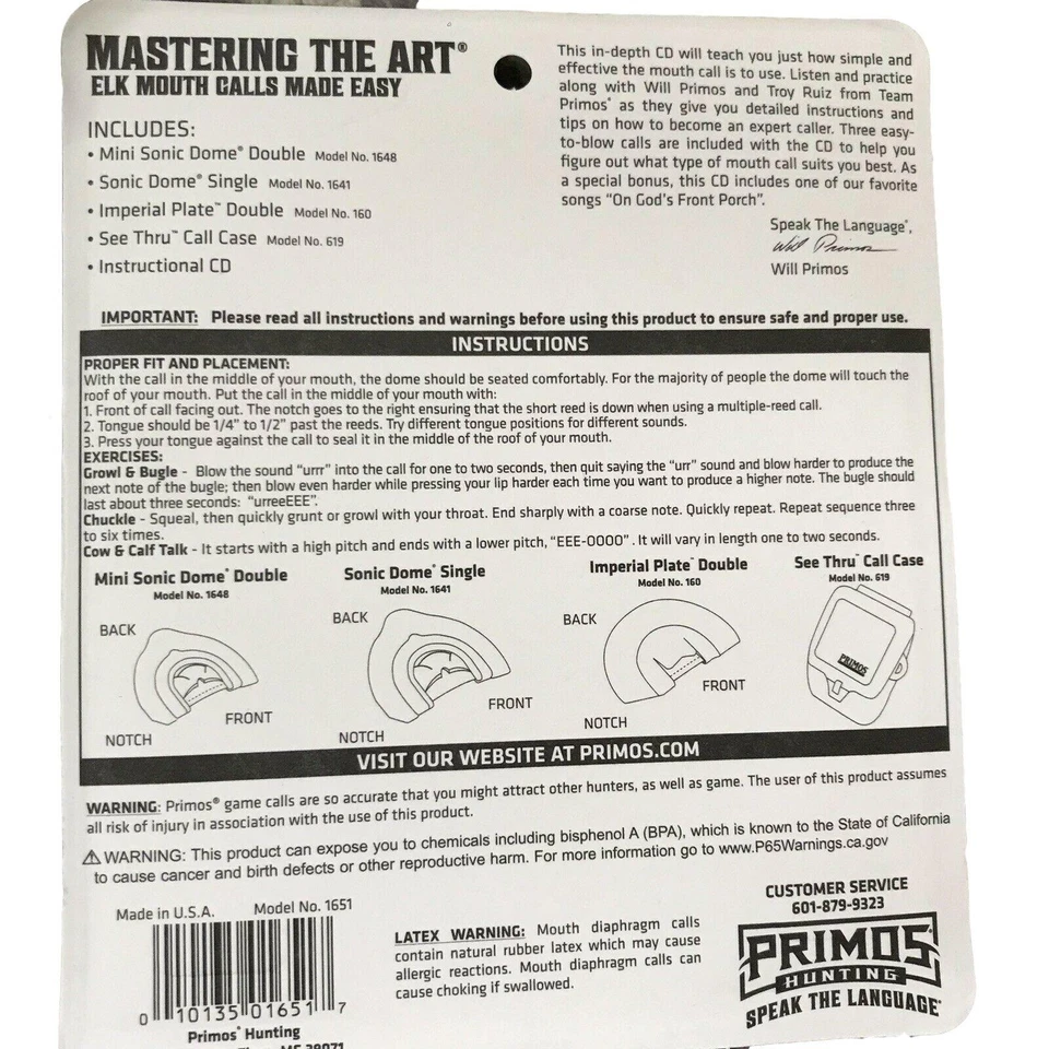 Primos Mouth Elk Calls "Mastering the Art" 3 Pack + Call Case / Instructional CD - Image 3 of 4