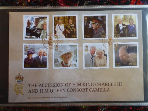 ISLE OF MAN 2023 The Accession of HM King Charles III Set 8 Stamps FDC