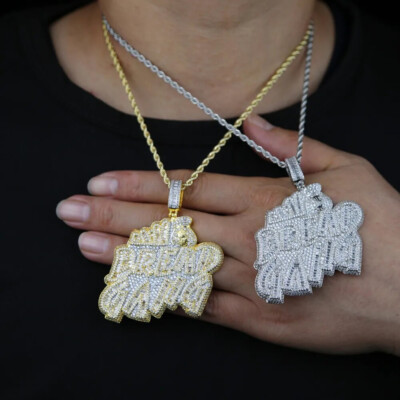 5AAA+ CZ Hop Hip Ice Out Bling BREAD GANG Pendant Necklace 5AAA+ CZ Hop Hip Ice Out Bling BREAD GANG Pendant Necklace