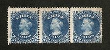 Chile - Sc# 18 Mint no gum/ Strip (3)   -      Lot 1022149