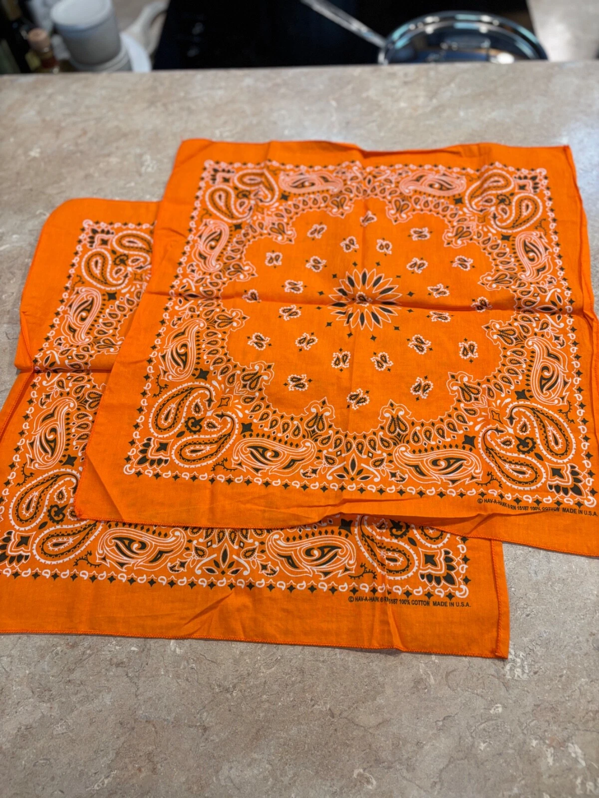 2 Supreme Hav a Hank Bandana Orange Box Logo SS24 NEUF sans emballage