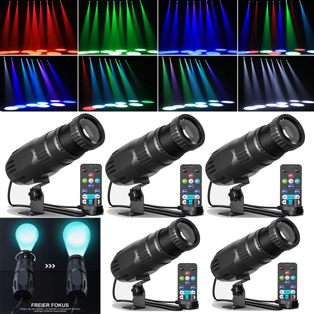 5X 20W LED Pinspot RGBW Lichteffekte DJ Show Bühnenlicht Spotlight Punktstrahler