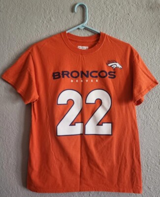 NFL Team Apparel Men's Medium Orange T- Shirt Broncos 22 CJ Anderson Tailgate 
