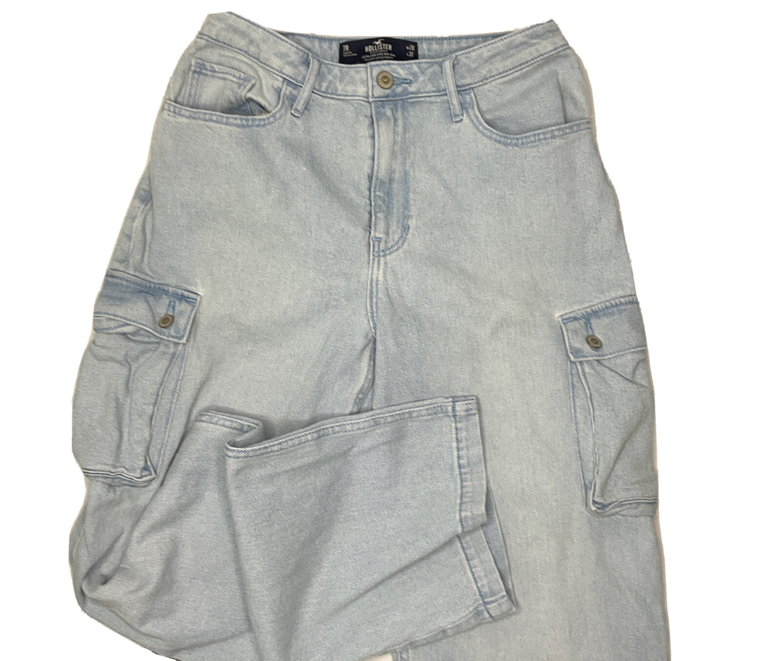 Hollister Ultra High Rise Dad Jeans Cargo Pockets Vin… Gem