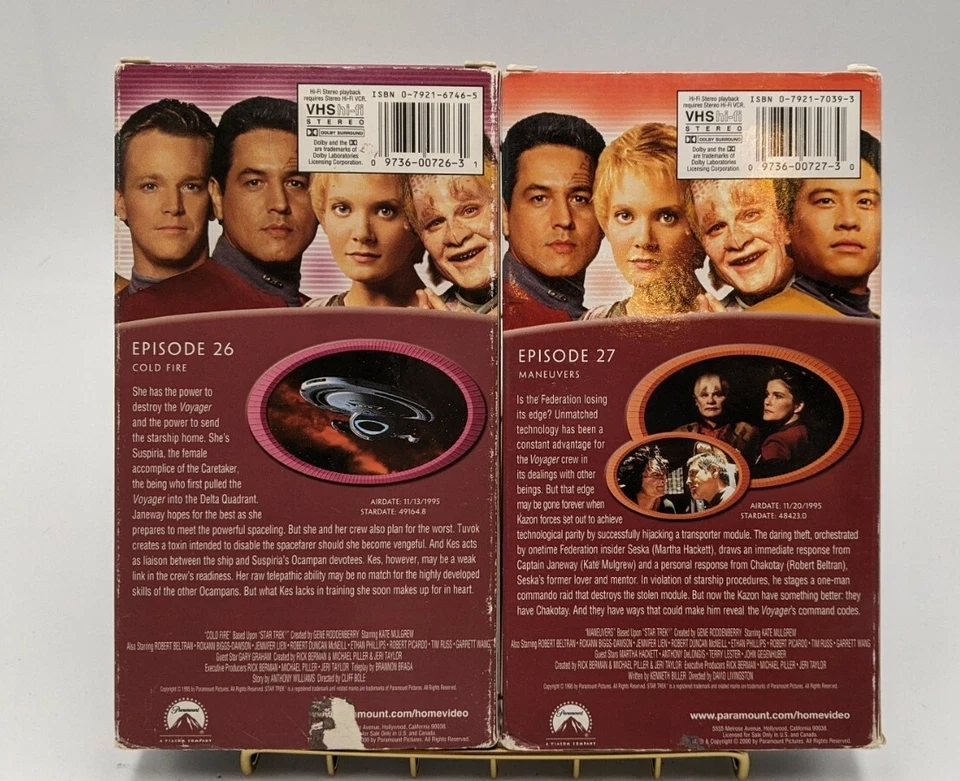 Star Trek Voyager 2 VHS Episodes 26, 27 Cold Fire • Maneuvers Blue Colored Tape - Imagem 3 de 4