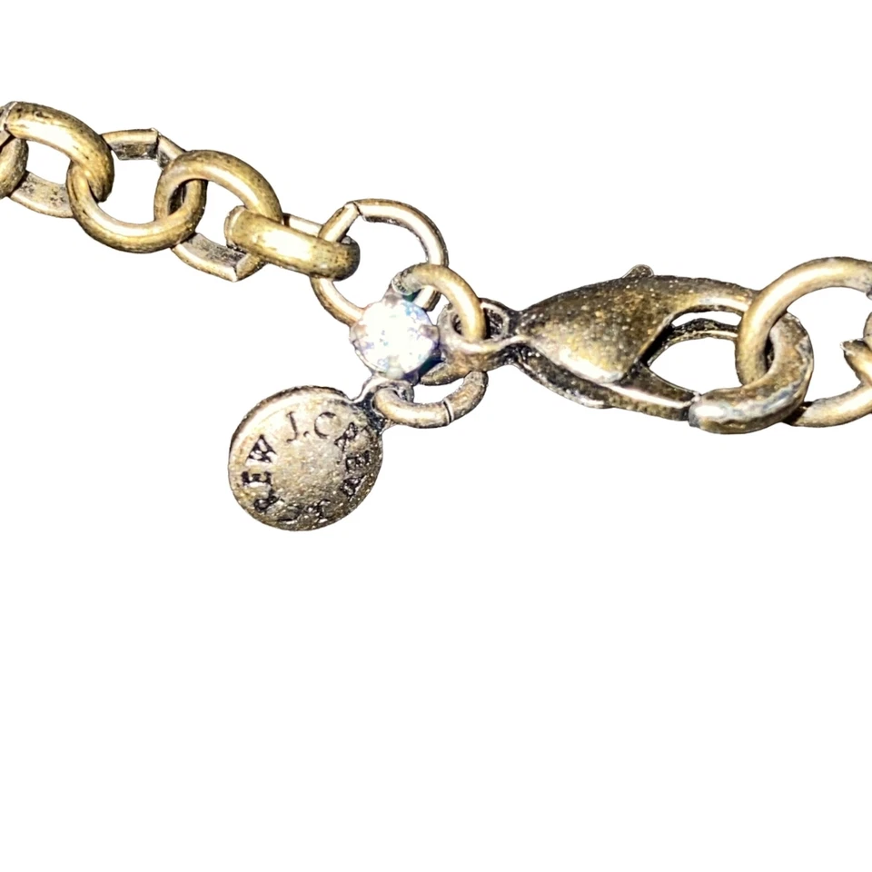 "Collar cuello babero tono bronce floral verde J.Crew 18""+ bisutería" Foto 3 de 4