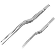 2 Pcs Stainless Steel Tweezers Kitchen Tongs for Cooking Food Miss