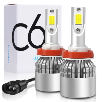 2Pcs H8 H9 H11 6000K 32000LM LED Headlight Kit High Low Beam Bulb FogLight White