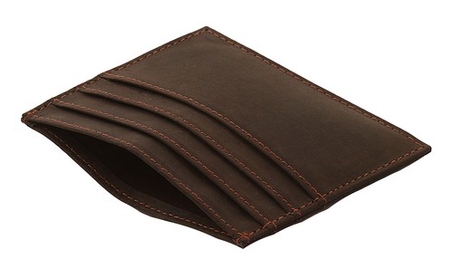 Woodbridge Minimalist Slim RFID Real Leather Card Holder Mini Wallet 4042 Brown - 第 1/6 張圖片
