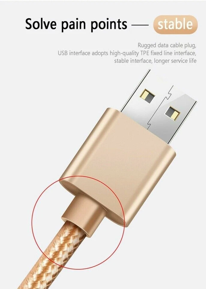 Braided USB Type-C Fast Charger Cable Cord For Samsung S22 S21 Note 20 Ultra S9 - image 2 of 4