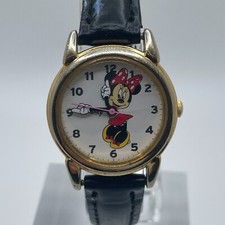 Disney Minnie Mouse Watch Womens 25mm Case Black Band Quartz Analog
