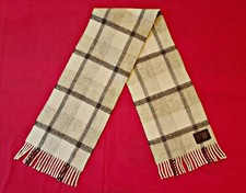 SCARF VINTAGE AUTHENTIC JACOB WOOL PLAID WHITE GRAY WOOL LONG MENS FRINGE