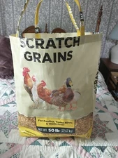 Large Reusable Shopping Yellow Tote Gift Bag Handmade From Chicken Feed Bag Duck