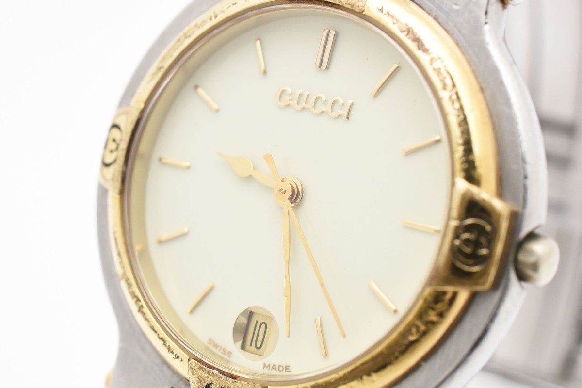GUCCI アナログ時計 9000M Gucci 9000m Mens Watch Gray Slate Face Vintage Rare 1980s