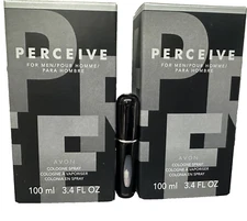 Avon Perceive Cologne Spray 3.4 oz Men- 2 BOTTLES WITH TRAVEL SPRAY
