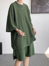 Men's Summer Solid Short-sleeved T-shirt  Shorts Basketball 2Pc Set Men Sports