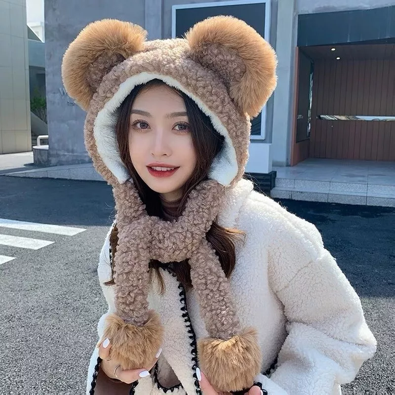 Faux fur 2024 hat with scarf