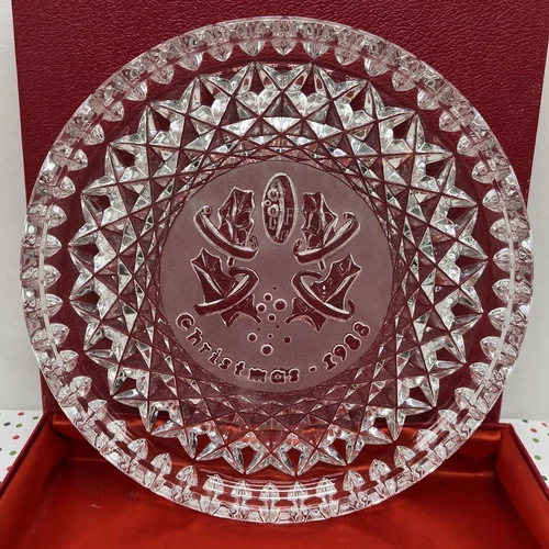 Vintage Waterford Crystal 8" 1988 Plate Five Golden Rings Christmas Plate W/Box