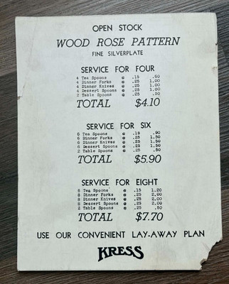 Vintage S.H. Kress & Co 5 & 10 Cent Store Brands Silverware Cardboard Ad Print