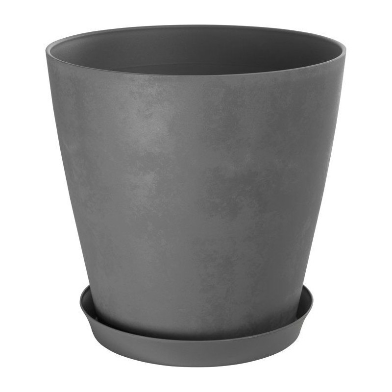 Pot de fleurs rond GARDEN ID Swing Cone gris 42cm grand bac à plante extérieur 40 litres