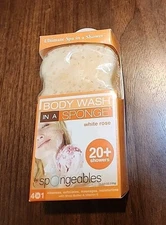 NEW! Spongeables: Body Wash In A Sponge 20+ Showers - White Rose w/ Shea Butter!
