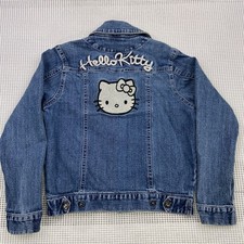 Hello Kitty Denim Jacket Girls Size 6 Sanrio Embroidered Patches Bling Buttons
