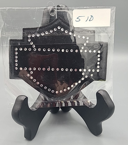 Harley Davidson Bar & Shield Emblem Patch Black Velvet Crystals Sew On 4x3.5