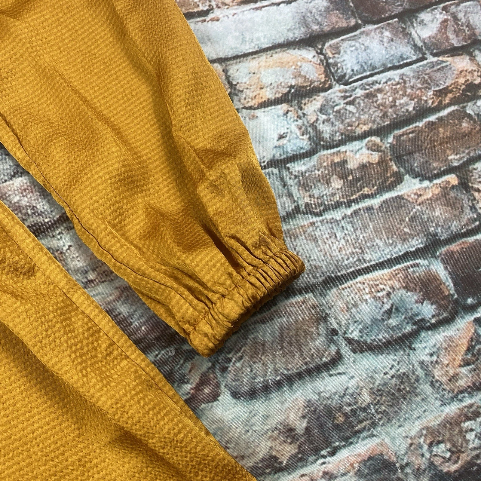 Abito Michael Kors donna S calendula oro avvolgente testurizzato manica a palloncino raso