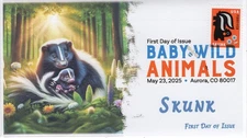 25-220, 2025, Baby Wild Animals, Digital Color Postmark, First Day Cover, Aurora