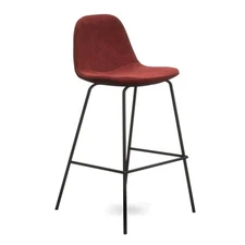 Pemberly Row Velvet Performance Counter Height Stools (Set of 2) in Red