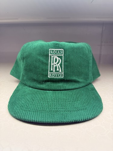 Vintage StyleRolls Royce Corduroy Snapback Hat Baseball Cap 90s Green