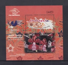 Indonesia 2012 World Stamp Championship Exhibition Orchids Mini Sheet MUH