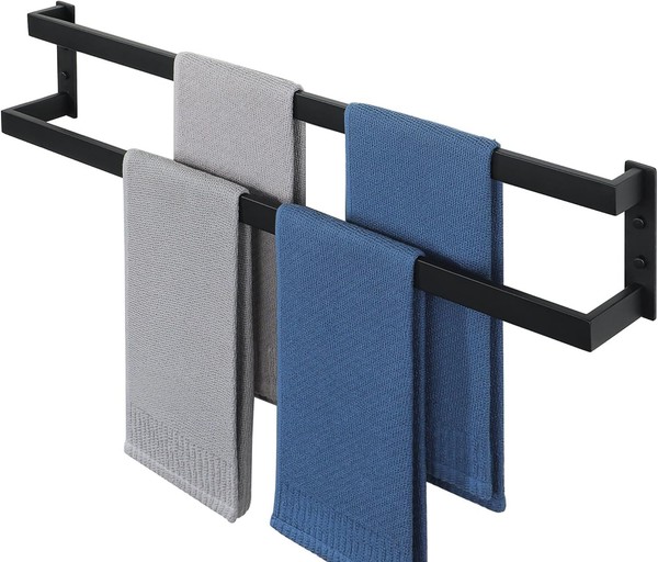 Handtuchhalter Double-Layer Schwarz 80Cm Badezimmer ZubehöR Wandmontage-image