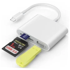 SD Card Reader, USB 3.0 Type C High Speed to SD/TF Card Adapter White(3 in 1)