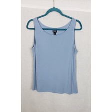 Eileen Fisher Pale Blue 100 Silk Tank Top Shell M Quiet Luxury Classic Minimal