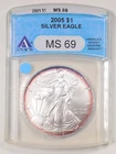 2005 $1 1oz Silver American Eagle MS69 ANACS 70009660