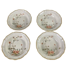 Vintage Mikasa Garden Club Silk Bouquet Soup Cereal Bowls Set Of 4 8.5" D Floral