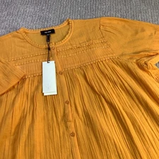 ME+EM Womens Cotton Trim Detail T Shirt Mango Orange Top US Size 12 NWT