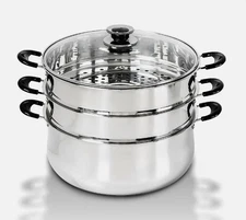 Concord 30 CM  100% Stainless Steel 2 Tier Steamer Stock Pot Set NEW In Box