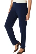 Susan Graver Essentials Liquid Knit Straight Leg Pants Dark Navy