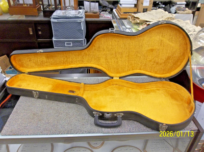 Vintage no name ELECTRIC HARD Guitar Case BLACK/ YELLOW inside 5