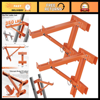 Heavy Duty Steel Ladder Jacks for Scaffolding - 2 Pack, 350 LB Capacity, Short B