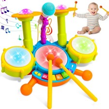 Kids Drum Set for Toddlers 13 Musical Baby Toys for 1 Year Old Boy Gifts Mont...