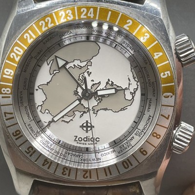 Zodiac Desert GMT Master ZO 7001 Watch. 44mm Case. Needs New Battery/Band.