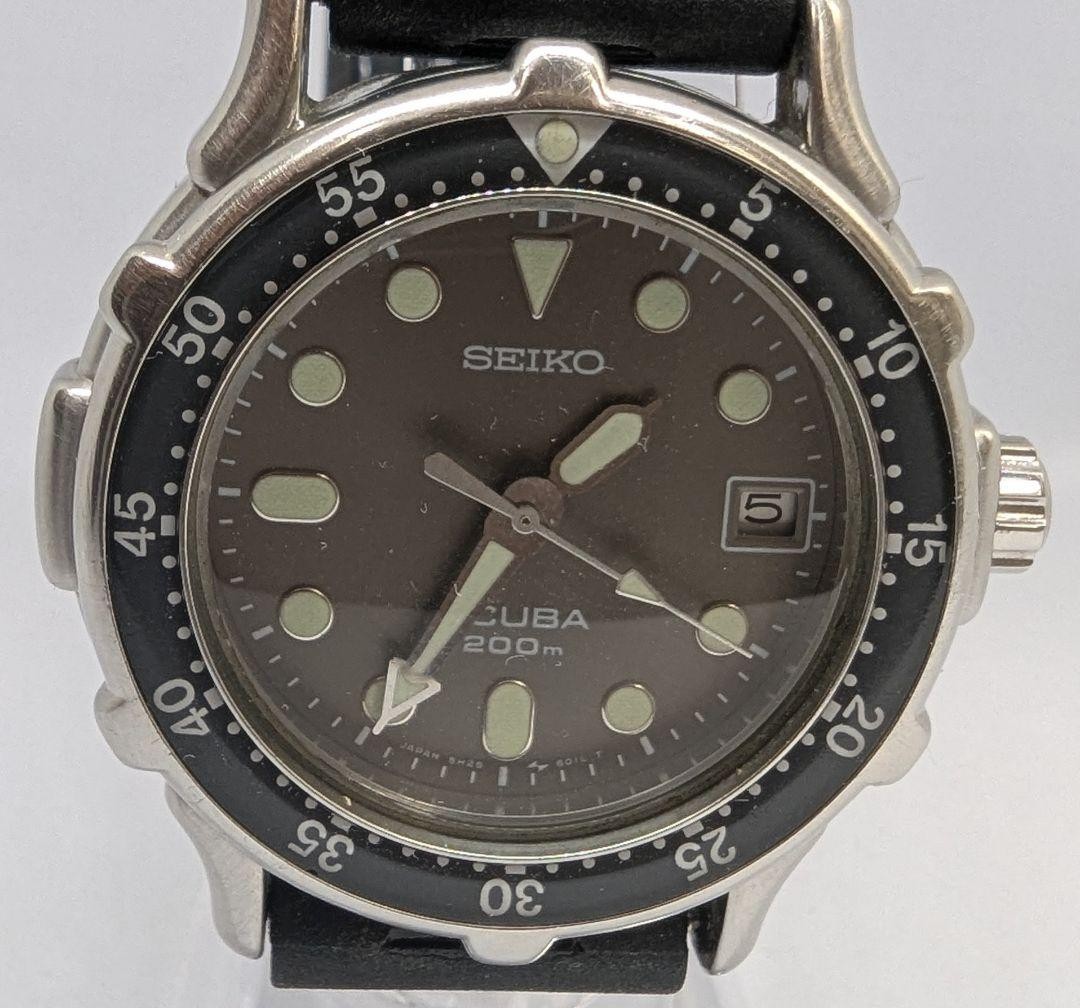 SEIKOセイコー スキューバ 200m ダイバー クオーツ5H25-6030 Seiko Diver Scuba Quartz Watch 200m New Strap Tested 5H25