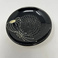 Spanish Garlic Ginger Grater Dish Hand Painted Black White Rupi 1980