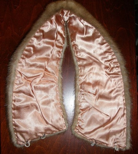 Mocha Brown MINK REAL FUR Collar Scarf Neck Warmer Coat Accessory Vintage 28" - Picture 4 of 5